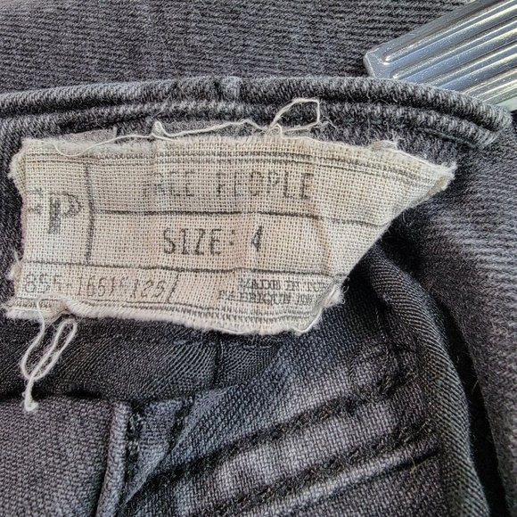 Free People Charcoal Black Denim Stretch Lace Up Slim Grunge Slim Pencil Skirt - Picture 14 of 15